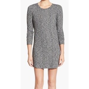 Everly Grey Ribbed Long Sleeve Mini Dress with Pockets Size‎ Medium F76